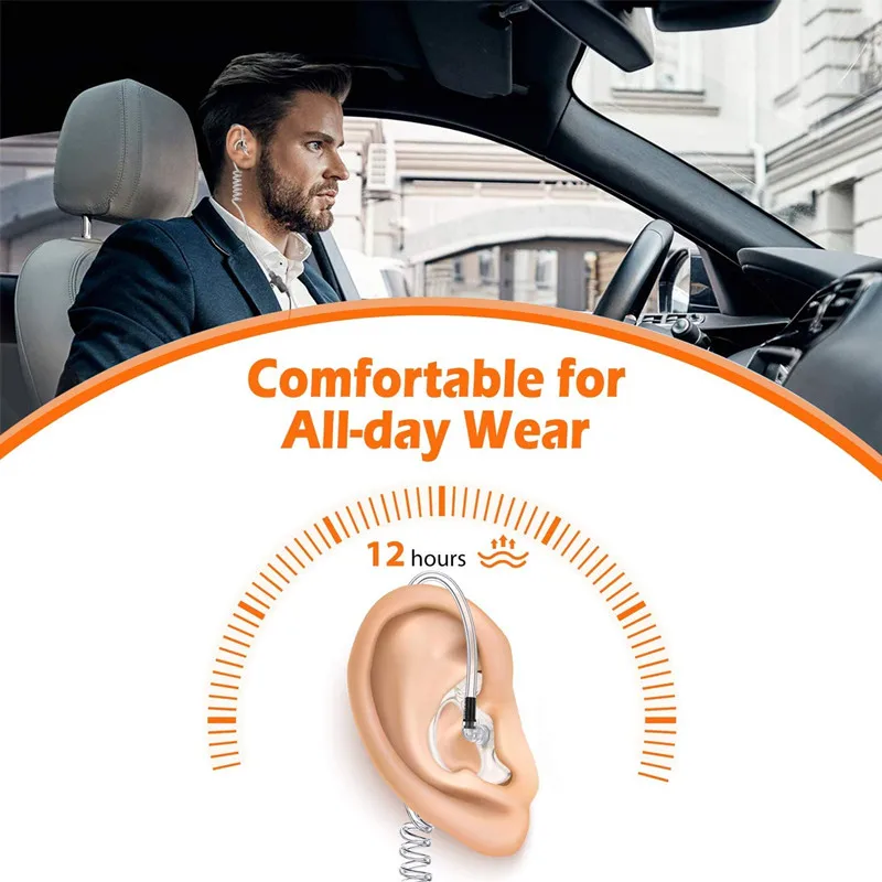 Earmould-Earpiece Earbud for Two-Way Radio Coil, Tube Audio Kits, Clear, Pair of 40