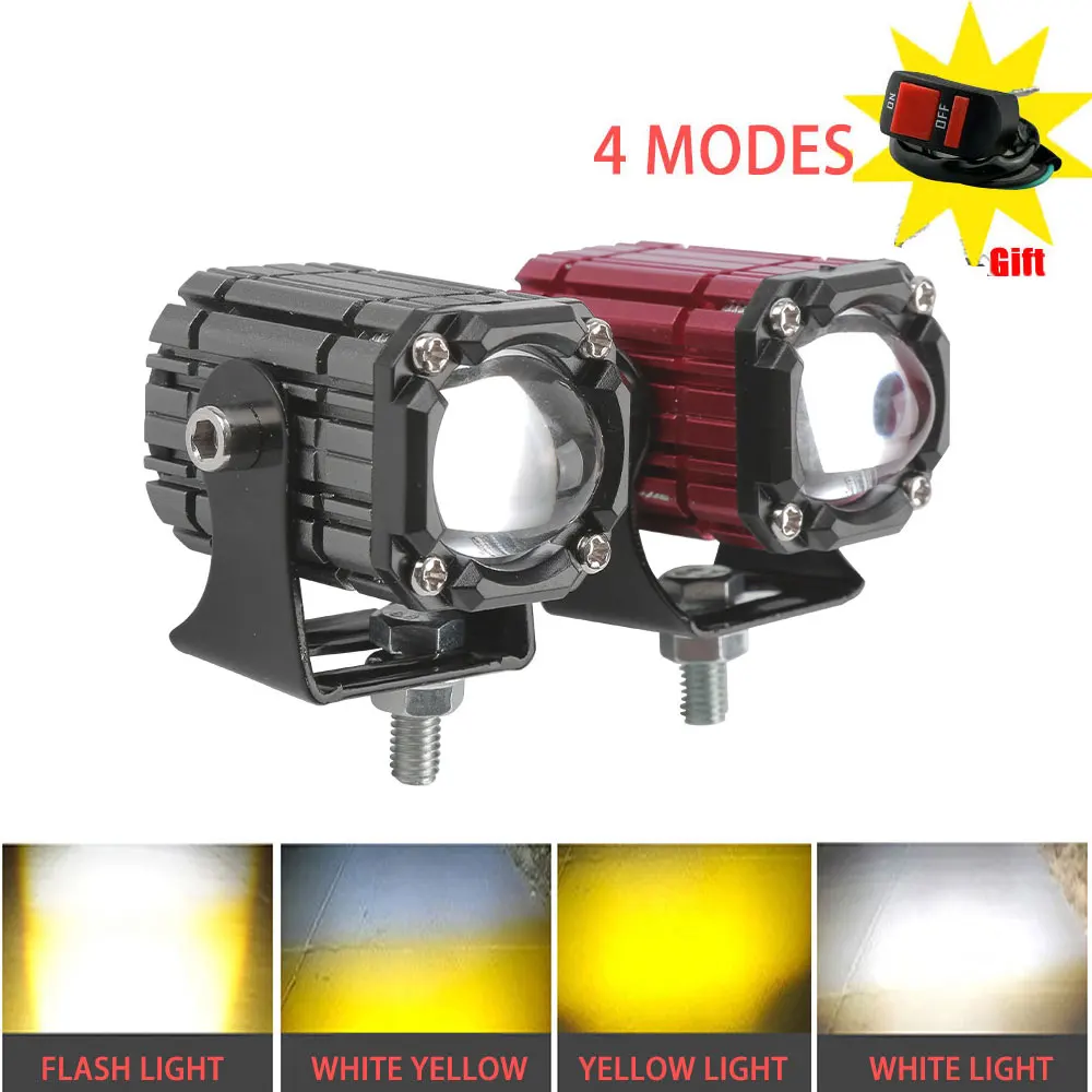 

2Pcs 4Modes Auxiliary Motorcycle Spotlight Headlight LED Lamps Fog Light 12V-80V for Honda Yamaha Suzuki Hero Italika