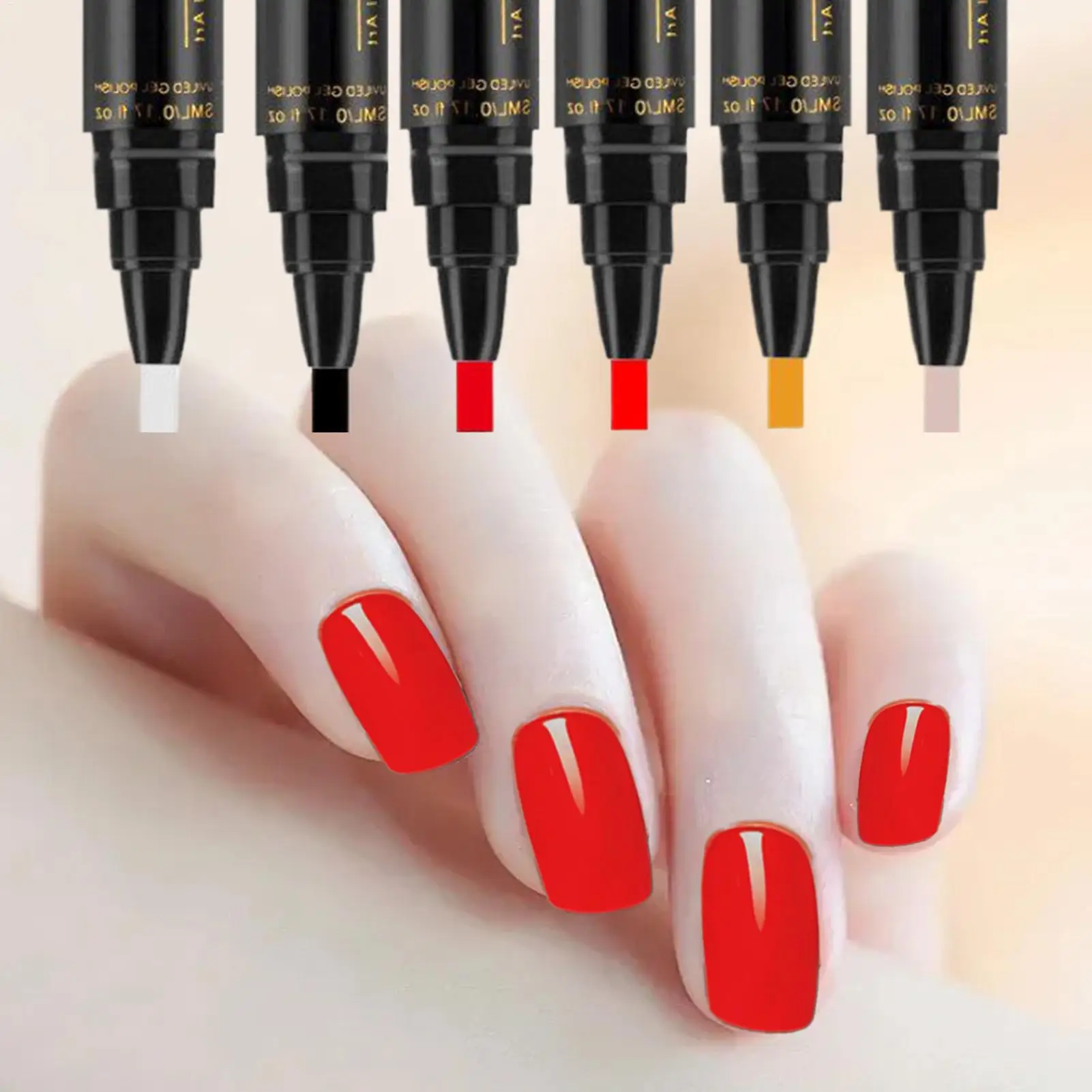 6개 네일 아트 그래피티 펜 네일 마커 드로잉 추상 라인 세밀한 디테일 꽃무늬 ..