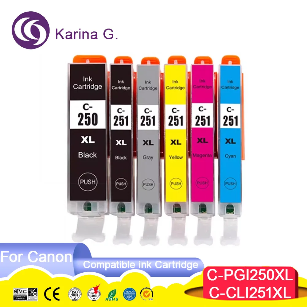 250 251 PGI250 PGI-250XL CLI251 PGI-250 XL Compatible InkJet Ink Cartridge for