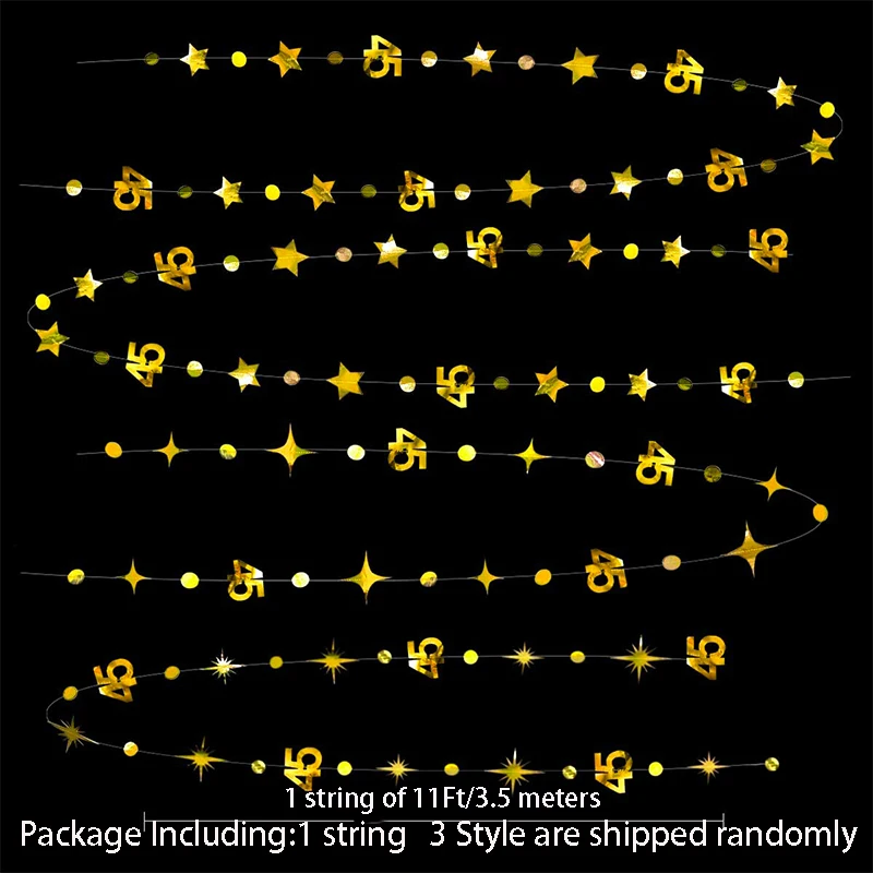13Ft Gold Number 75th Circle Star 65 Happy Birthday 40 50 Garland Banner Decor 75 Year Old Birthday Anniversary Hanging Streamer