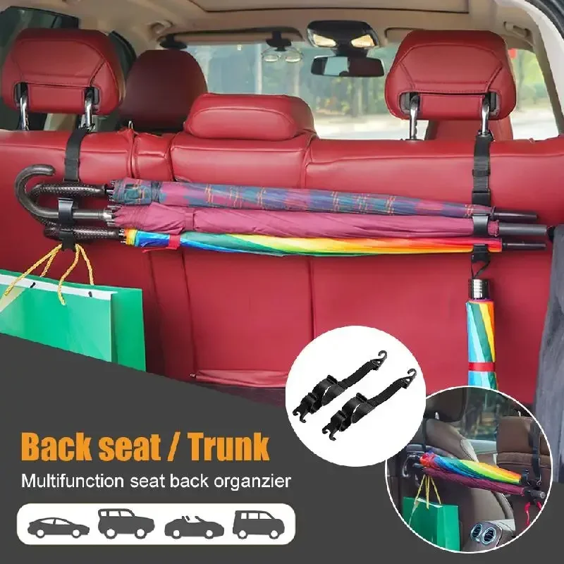 Car Back Seat Hook Multi-function Rear 2pcs Seat Headrest Hanging Hook Umbrella Holder Seat Back Storage Interior Organizer