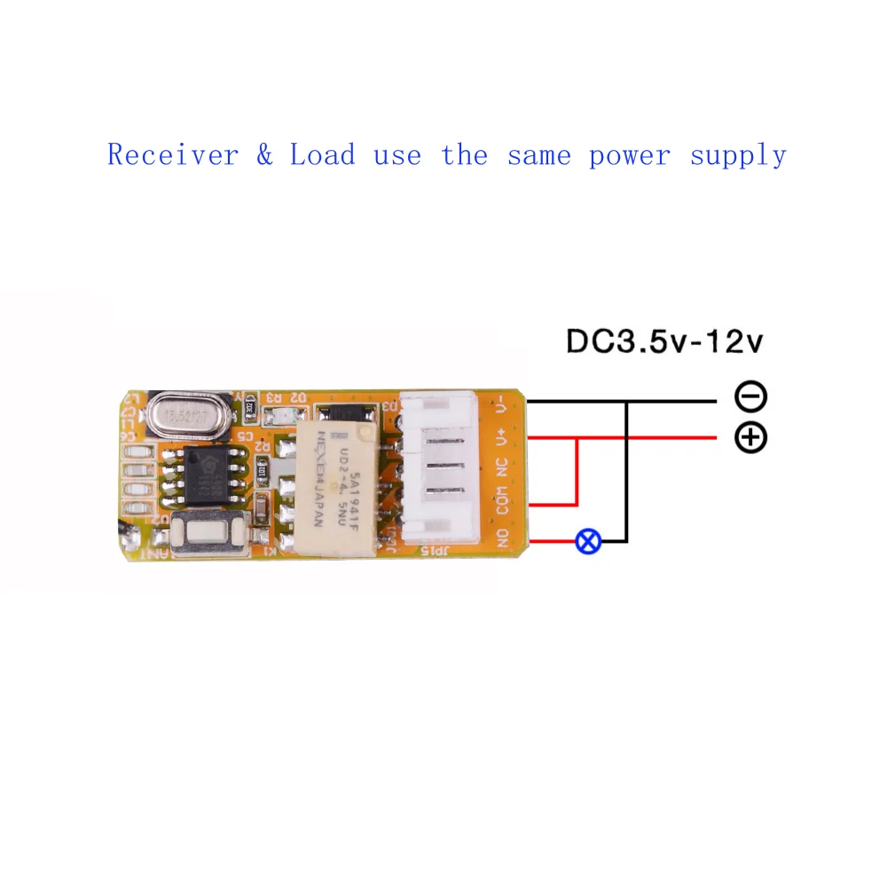 DC 3.5V 5V 9V 12V Mini Relay Wireless Remote Control Switch For LED Lamp 433Mhz Micro Receiver With Box and White Transmitter