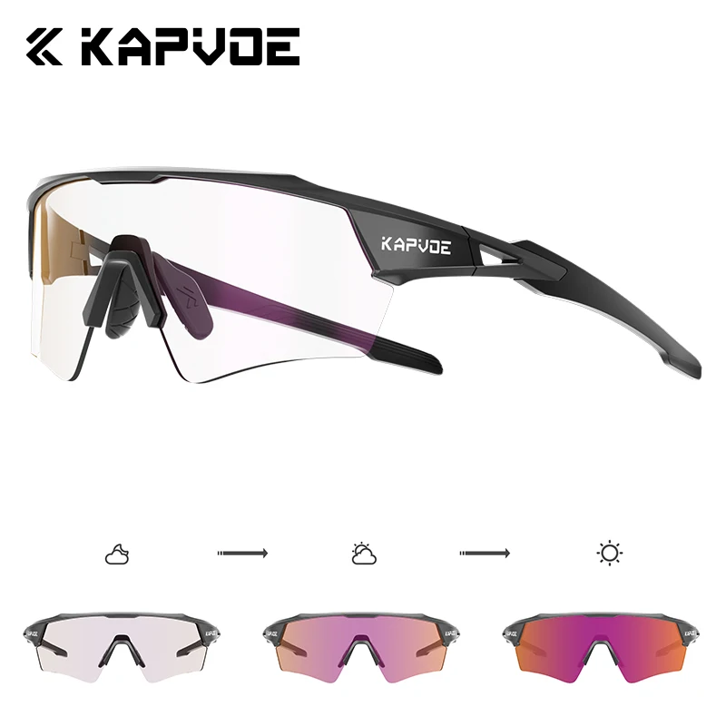Kapvoe Photochromic Hiking Eyewear Cycling Glasses UV400 Sunglasses for Men Women Bike MTB Outdoor  Riding Driving Running