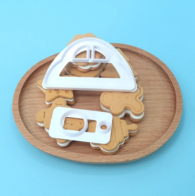 Description Picture 4 of itemFondant Cake Decorating Cookie Embosser Mold Cartoon Car Tractor Train Shaped Biscuit Pastry Stamp Hand Press For Baking Tools