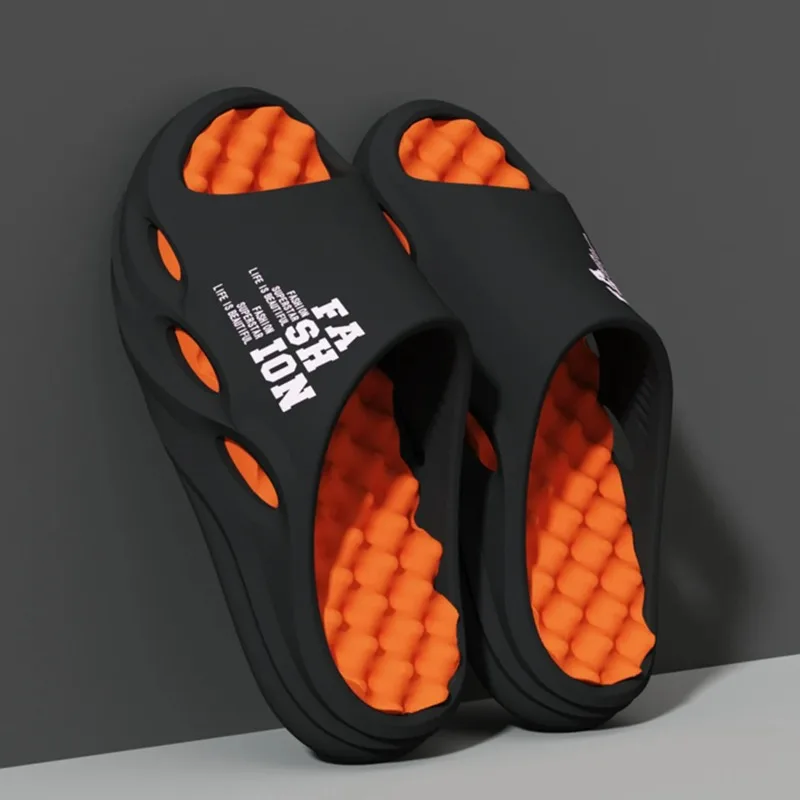 Herren Mode-Massage-Slipper für drinnen/draußen, Strand-Flip-Flops mit dicker Sohle, Herren-Slides, Sommer-Slipper