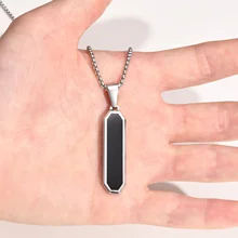  Mens Vertical Bar Necklaces for Boys,Waterproof Stainless Steel Black Color Geometric Pendant Collar, Gifts for Him Jewelry 
