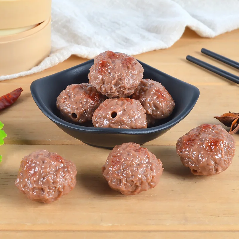 Food Model Kitchen Food Toys Fake Food Prank Toys 5Pcs PVC Simulation Beef Ball Realistic Artificial Meatball Model BBQ Fake Food Hot Pot Restaurant Props Yummy Dishes Ornaments