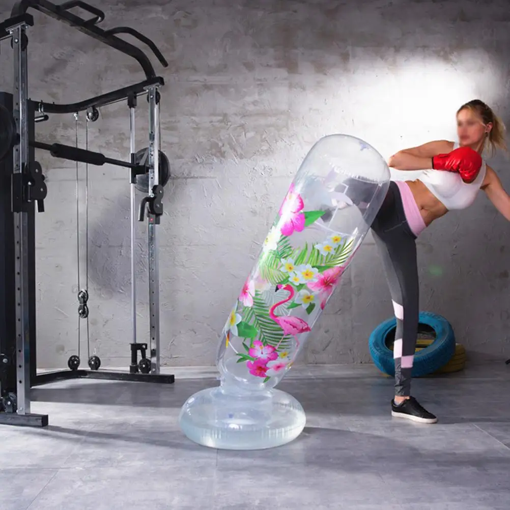 160cm Inflatable Sandbag Vertical Boxing Column Decompression Tumbler Fitness Tool for Home Kids Adults