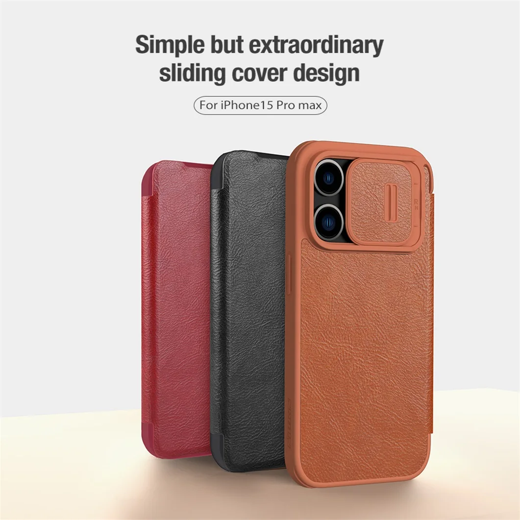 Flip Case For iPhone 15 Pro Max Nillkin QIN Pro Leather Flip