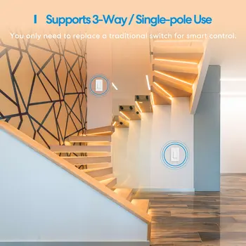 Meross 3 Way Smart Switch WiFi Light Switch MSS550 Push Button Wall Switch Work with HomeKit Alexa Google Assistant SmartThings 3