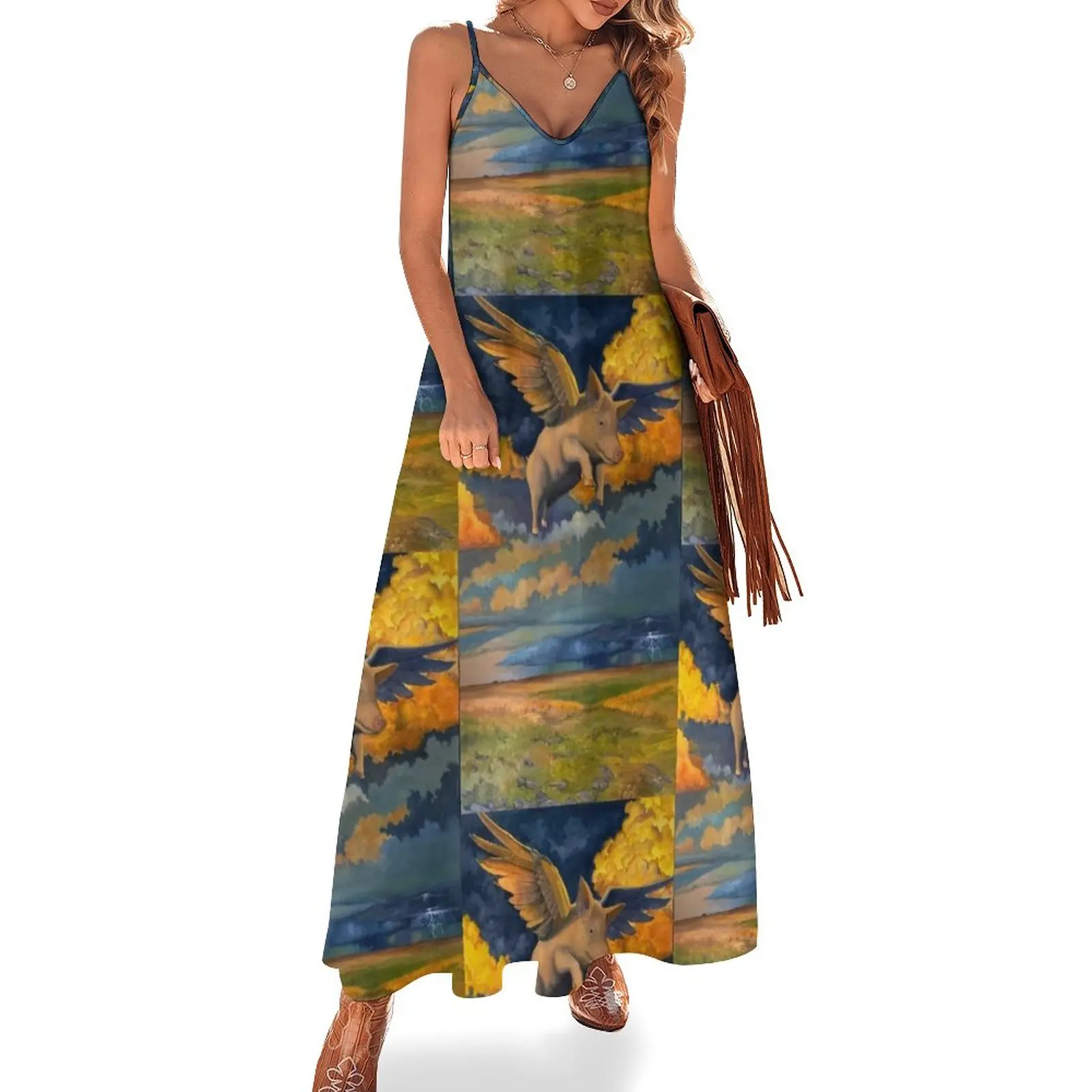 

Flying Pig Sleeveless Dress Evening gown luxury woman evening dress