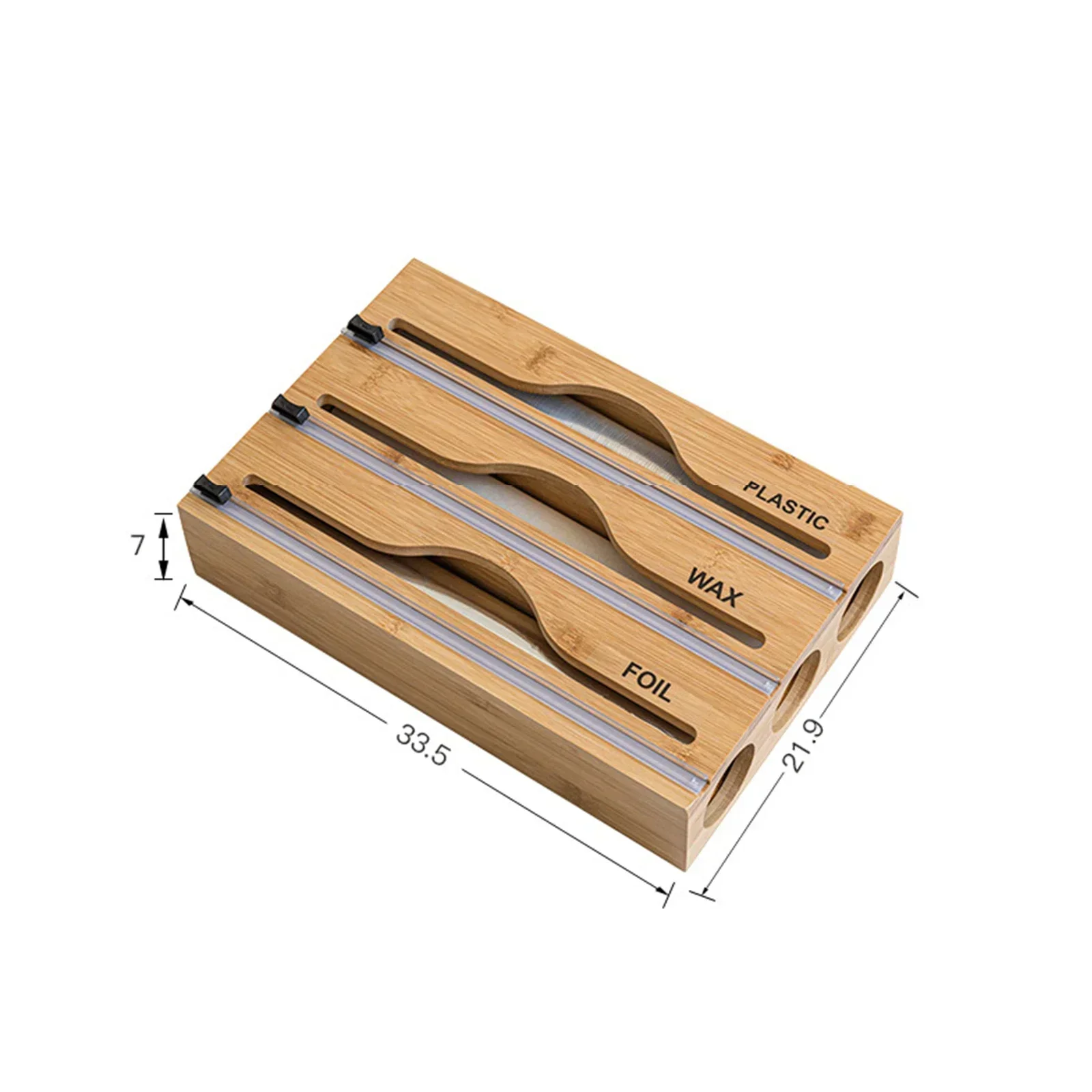 1pc Cling Film Cutter Minimalist Wall Mounted Wooden Kitchenware Multi Compartment Multi Layer Dispenser kitchen Two Way Cutter
