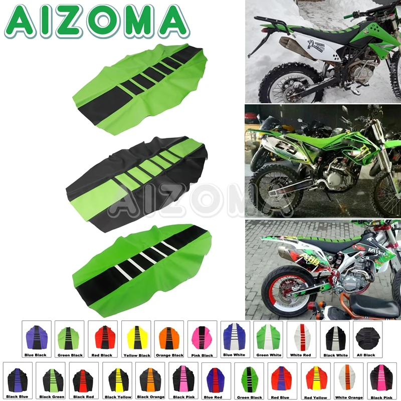 Motorcycle Seat Covers Universal Pro Ribbed Rubber Seat Cover For Kawasaki Honda Yamaha Suzuki Enduro Off-Road ATV Motocross Gripper Seat Protector