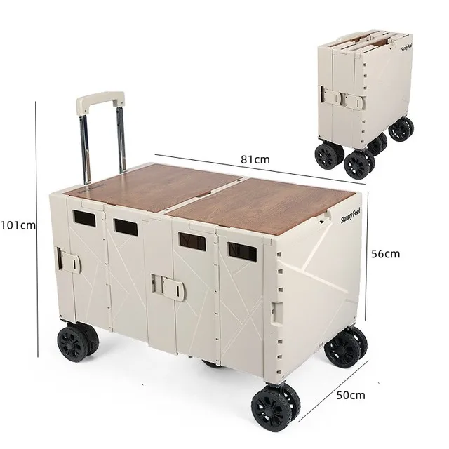 

New Travel Foldable Portable Camper Outdoor Camping Trolley With Table Board Multi-functional Foldable Home Shopping Cart