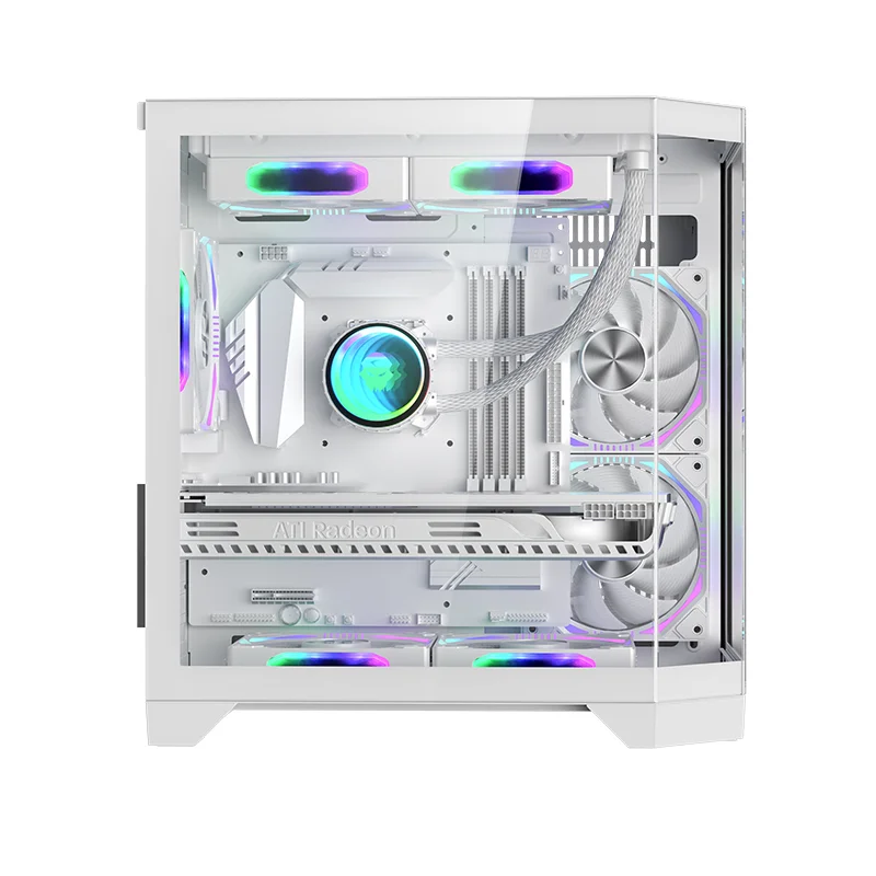 WJCOOLMAN 드리머 미니 PC 케이스 M-ATX 삼면 유리 바다 전망 룸 240 수냉 쿨러 데스크탑 컴퓨터 케이스 게이머용 케이스