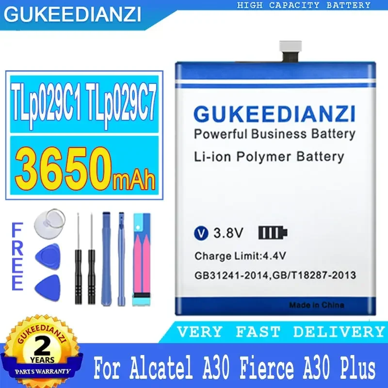 

GUKEEDIANZI Battery for Alcatel, TLp029C1, 3650mAh, TD-LTE, OT, 5026D, 5026J, 5606, 5049Z, 5049W, 5049S, A30, Fierce A30 Plus