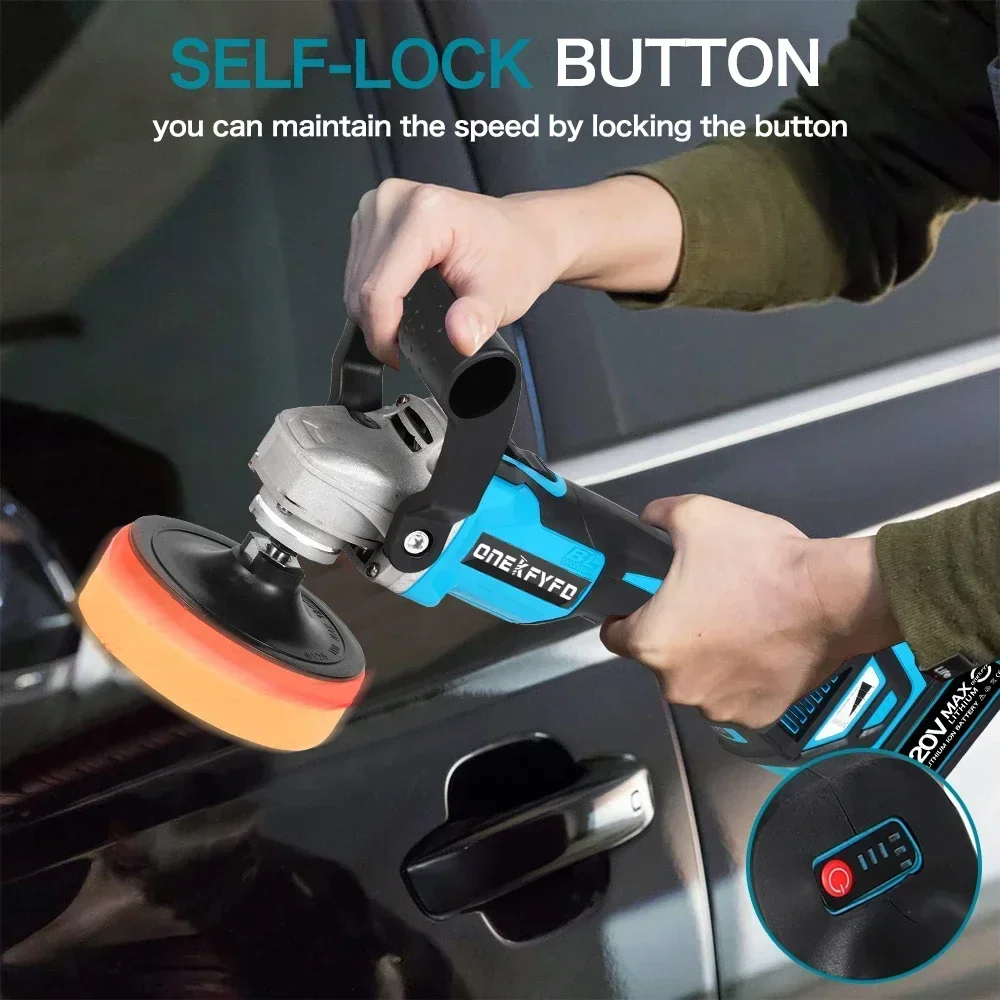 1600W Brushless 2 IN 1 Electric Car Polisher Machine 125mm Cordless Sander Air Grinder Waxing Polishing Tools For Makita Battery
