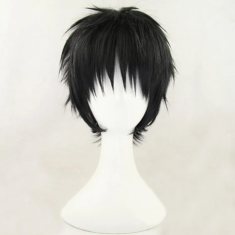

Anime Katsuki Yuuri Short Black Heat Resistant Synthetic Hair Halloween Party Wigs + Wig Cap