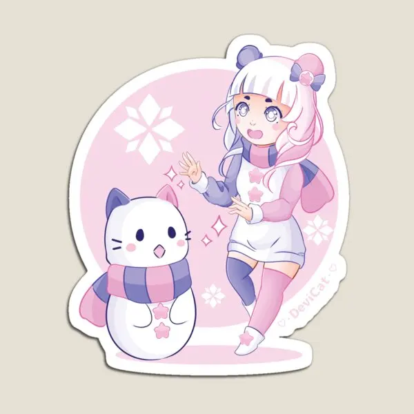 

Candicat Snow Chibi 2021 Magnet Magnetic Home Holder Cute Toy for Fridge Organizer Kids Colorful Funny Baby Stickers