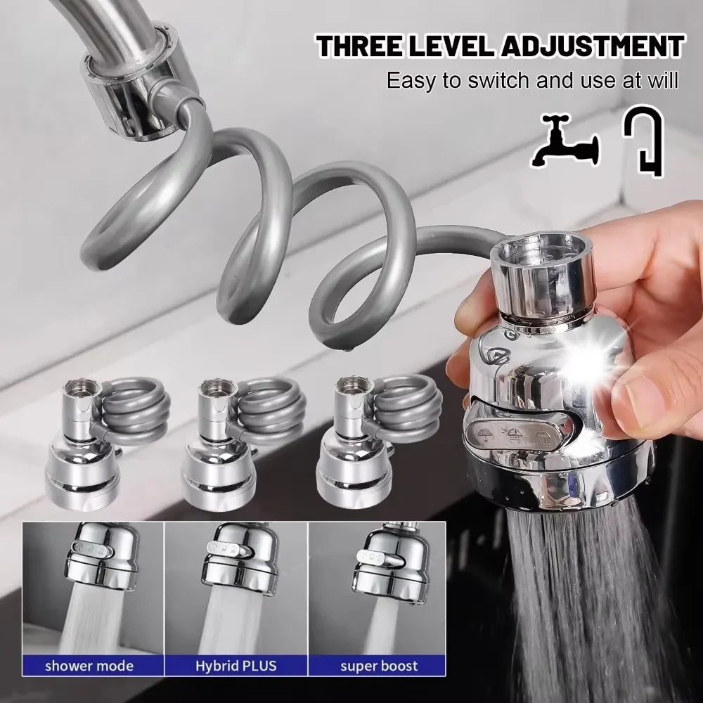 1PC Faucet Extender Universal  360° Rotation Adjustable Handheld Taps 3 Modes Tap Accessory for Household Kitchen Bathroom Sink 4