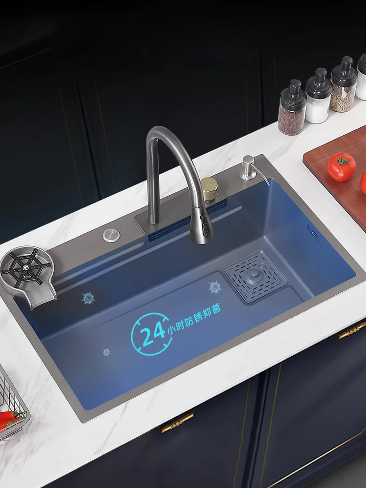 Kitchen Stainless Steel Sink Set Integrated Vegetable Basin Handmade Vegetable Sink Feiyu Single Tank Thickened Large New