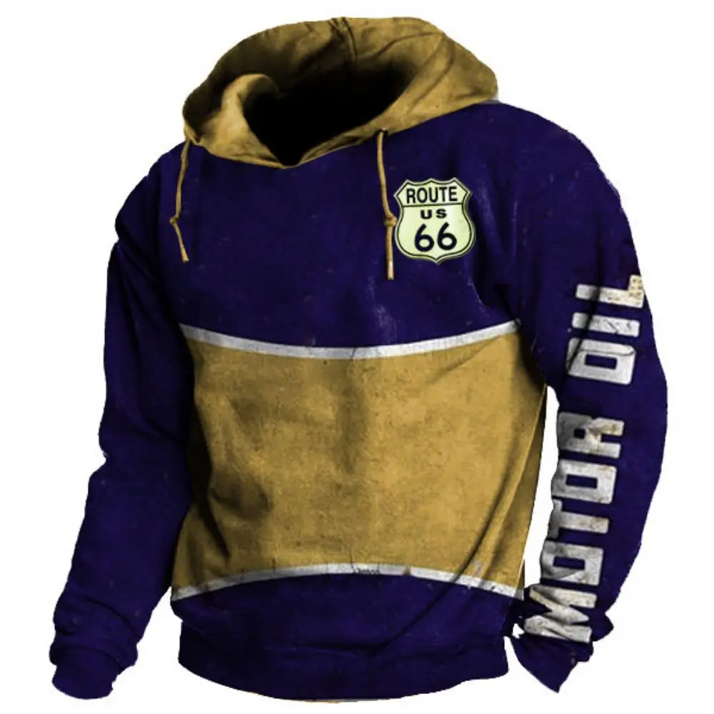 Men's Hoodies Sweatshirt 3D United States Route 66 Vintage Harajuku Ethnic Graphics Sport Pullover Casual Streetwear Hoodie Men