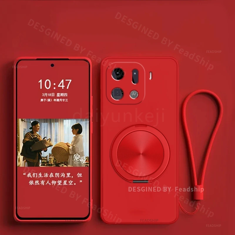 Silicone Phone Case with Holder Bracket and Screen Protector Film - Soft Back Cover