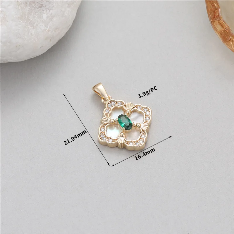 Stylish Chic Hypoallergenic Key Four-leaf Clover Clock 14K Gold Plated Bracelet Pendant Handmade DIY Jewelry Accessories 8