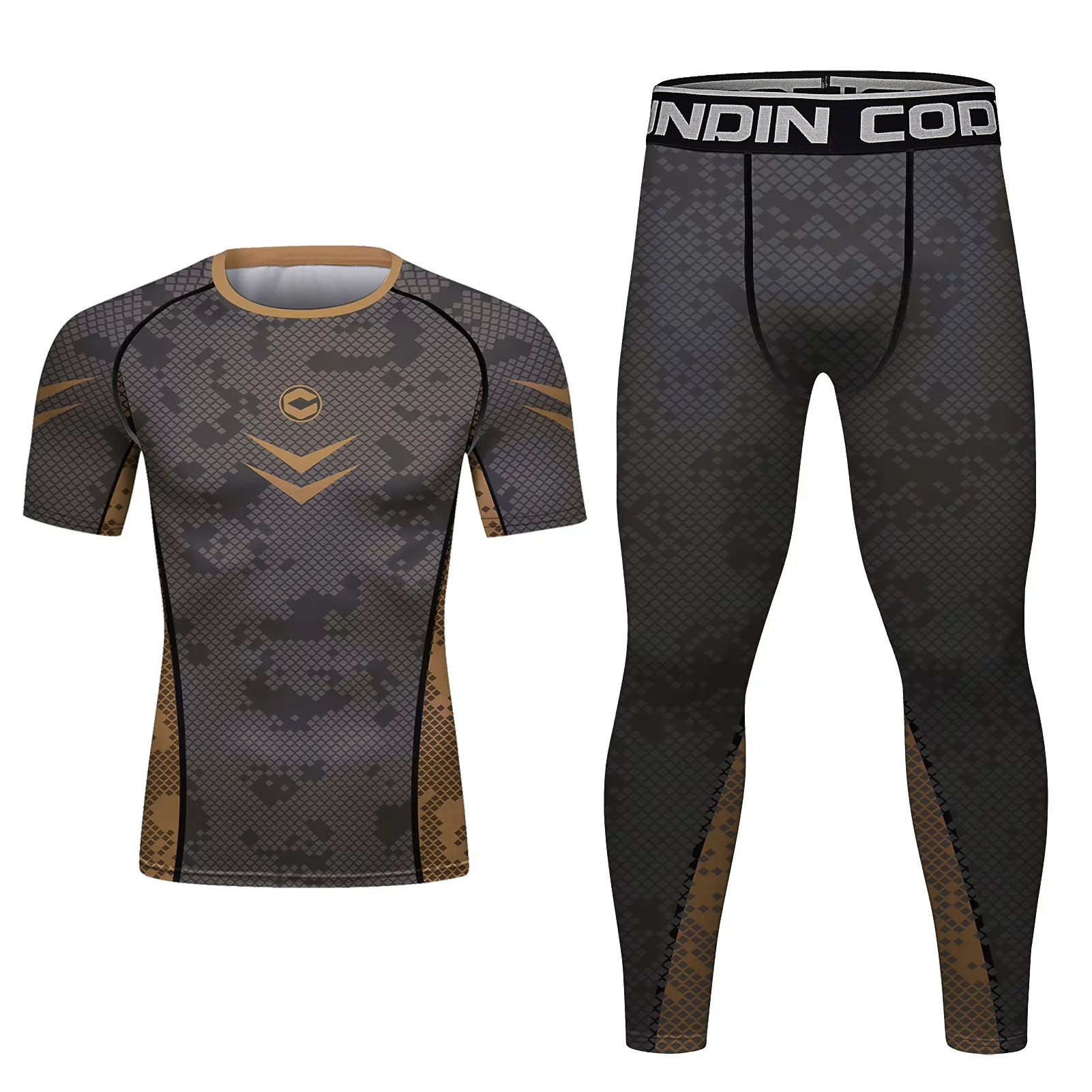 Rash Guard Male Compression Fit Sports Clothing Set Keep Cool Workout Wear MMA T-Shirt+Shorts Bjj Boxing Fitness Jerseys for Men