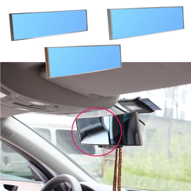 

Universal Newest Car Interior Rear View Mirror Panoramic Clip-on Wide Rearview Mirrors Wire Drawing Frame Styling