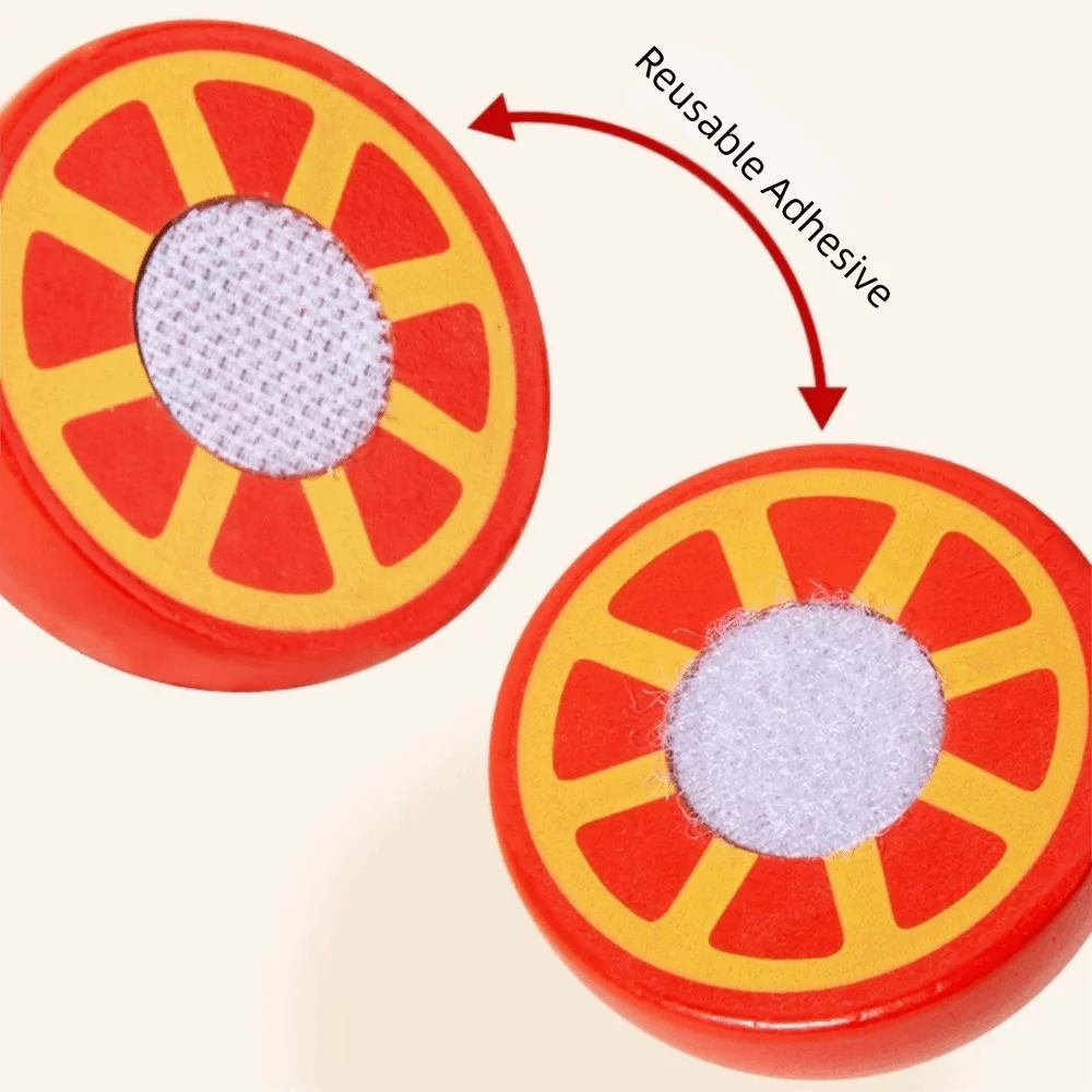 Wooden Fruit Cutting Toy Educational Features Simulation Simulation Kitchen Toy Magic Sticker Bucket Style