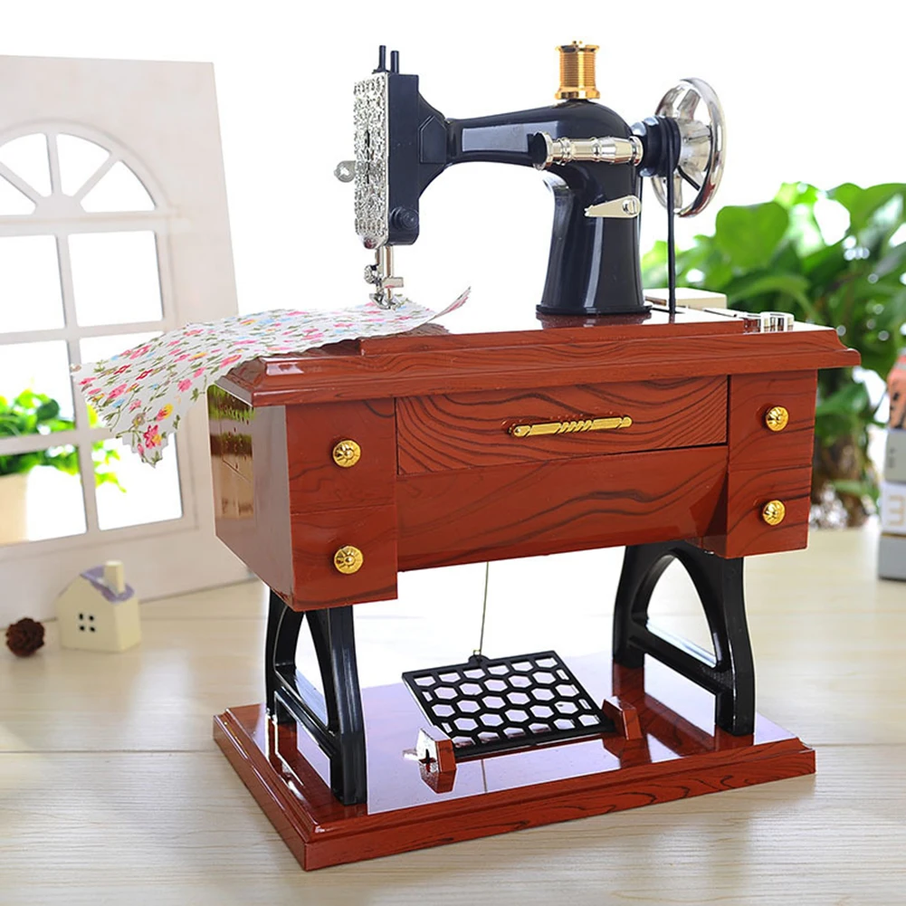 Sewing Machine Music Box Birthday Presents Holiday Supplies Retro Party Props Household Mini Ornaments for Souvenirs Decorations