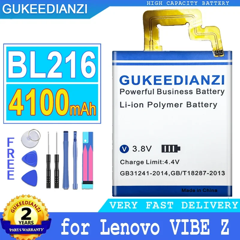 

BL216 4100mAh High Capacity Replacement Mobile Phone Battery For Lenovo K910 VIBE Z K910E Rechargeable Smartphon Batteries