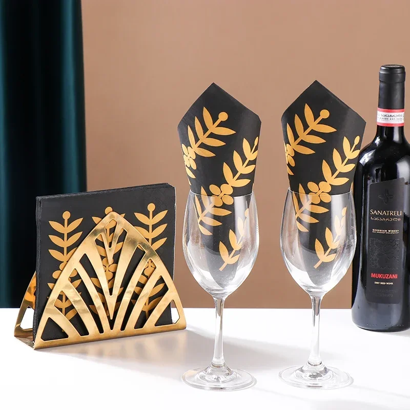 New Colorful Printing Napkin Paper Tissue Paper Napkin Wedding Decoration Pure Wood Pulp Golden Wheat 20 Pieces Foodgrade