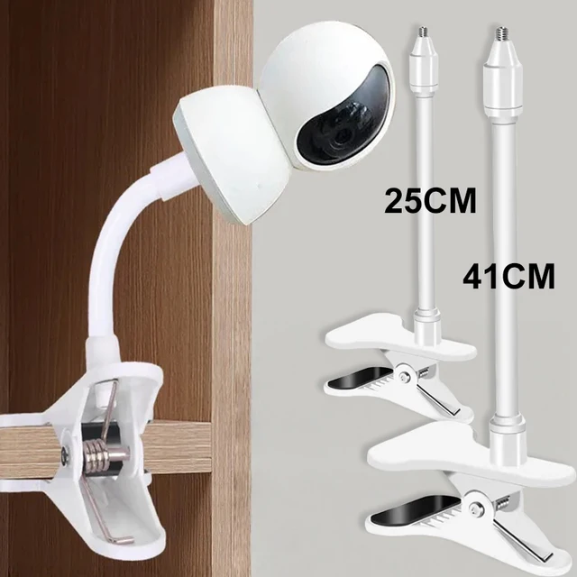 Support de caméra Flexible pour moniteur de bébé, adapté au berceau, Clip de bureau intérieur et extérieur, pince de montage universelle pour appareils photo à vis de 1/4 pouces 1