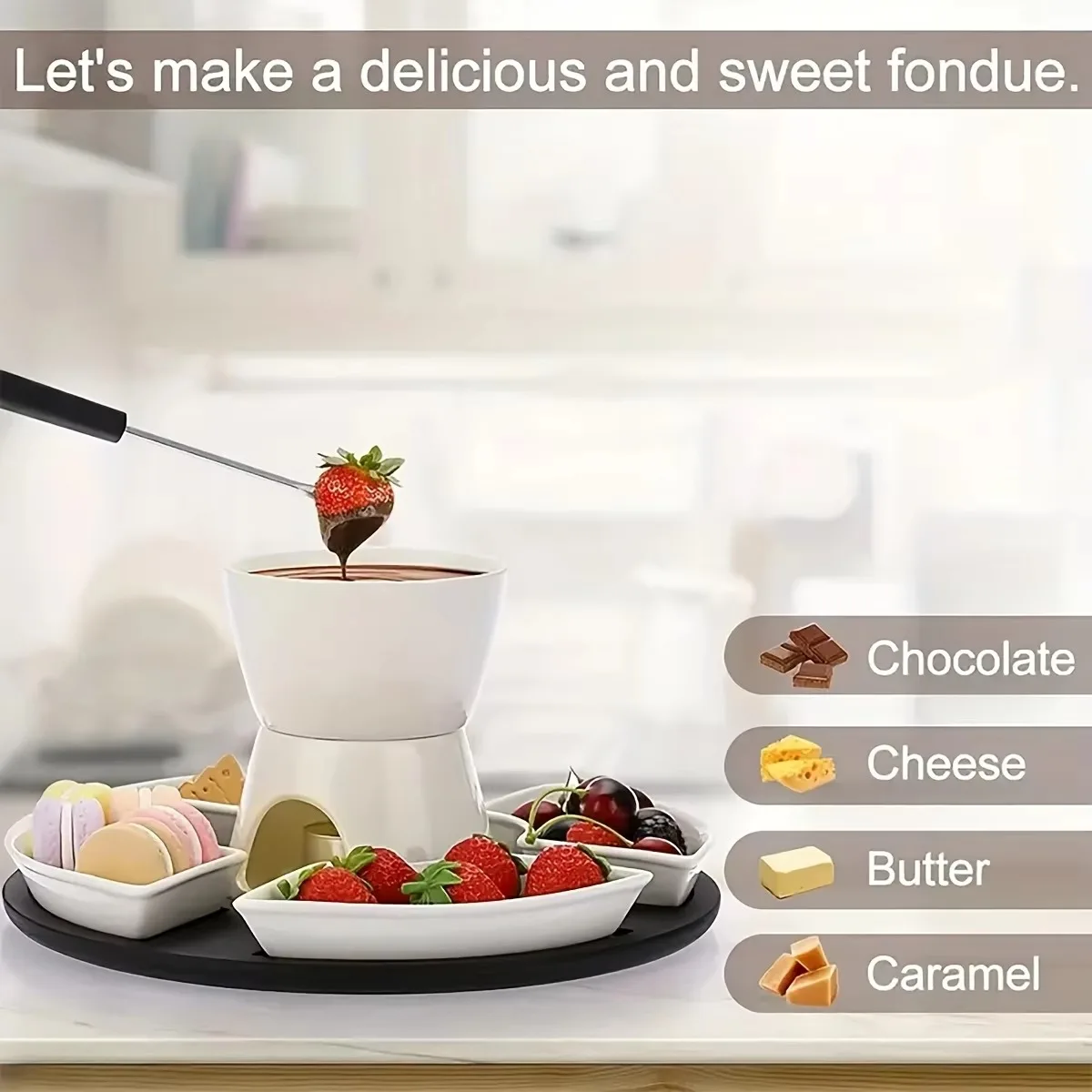 1 set of chocolate chafing dish sauce container ceramic chafing dish butter heater for chocolate caramel dipping sauce.