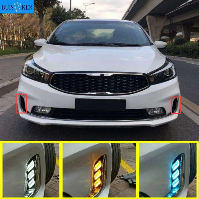 

2 шт. для kia k3 2016, синий Ночной светильник, желтый сигнал поворота светодиодный DRL Противотуманные Фары Светильник наивысшего качества