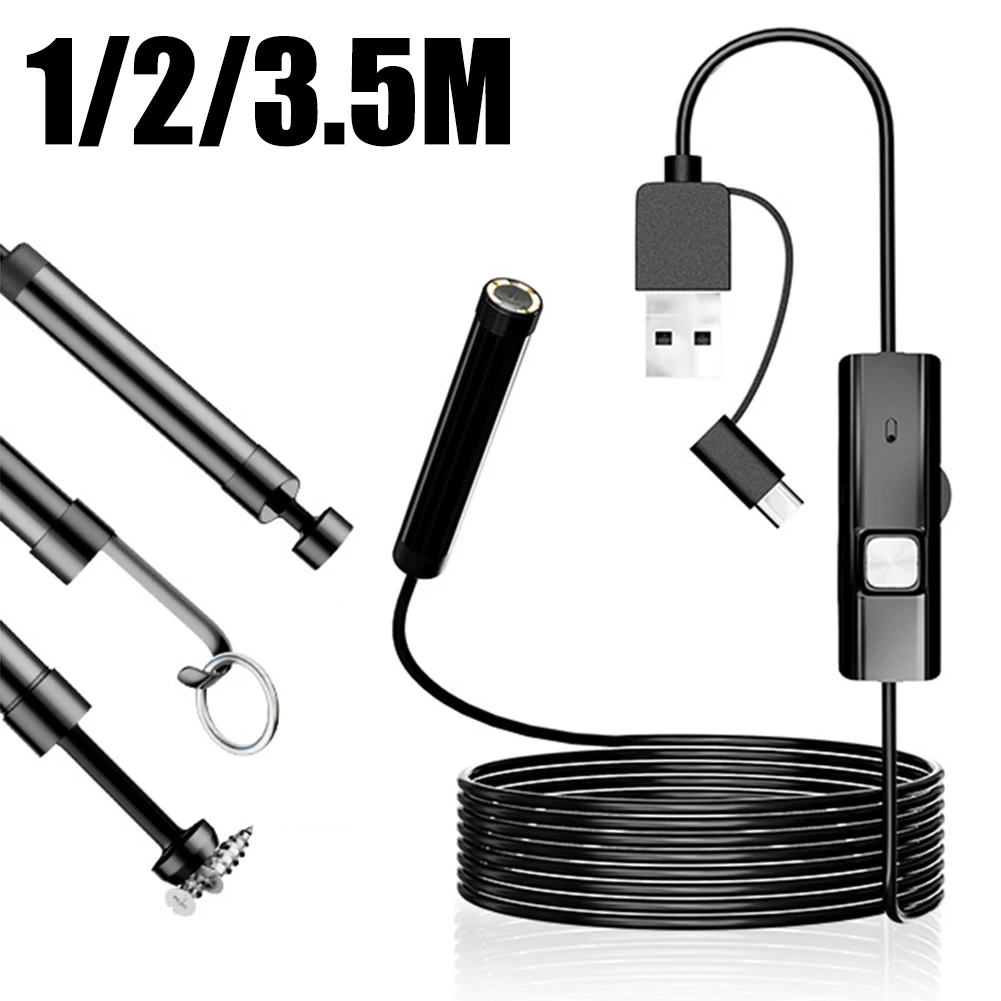 Inspection Tool 100CM 1200P HD Camera 5.5MM Waterproof Brightness Adjustment Feature Compatible With Mobile Phones