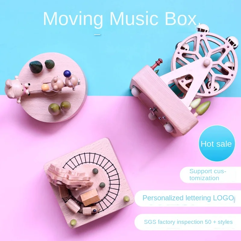 

Creative Christmas Octave Box Children's Education Music Box Handmade Wooden Music Box Carousel Home Decoration Holiday Gifts