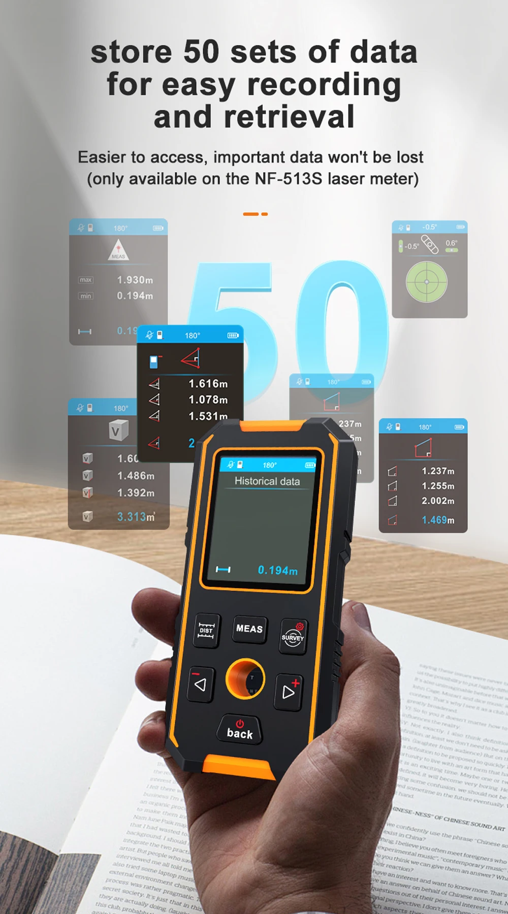 NOYAFA NF-513 Wandscanner, Metalldetektor, Bolzensucher, Holzbolzen, LCD-Display, Wanddetektor, Metall, Wechselstrom, Live-Drähte, Holzdetektor – Detail 10
