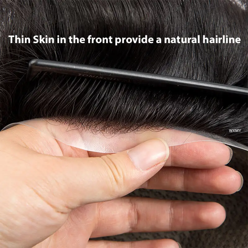 Toupee Man Wig Australia-Double Layers Lace PU Base Male Hair Prosthesis Human Hair Replacement System human hair toupee
