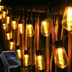 Outdoor Retro LED Solar String Lights - Waterproof Garland Fairy Lamps for Garden, Balcony, Camping, Party, and Christmas Decor (Solar string lights)