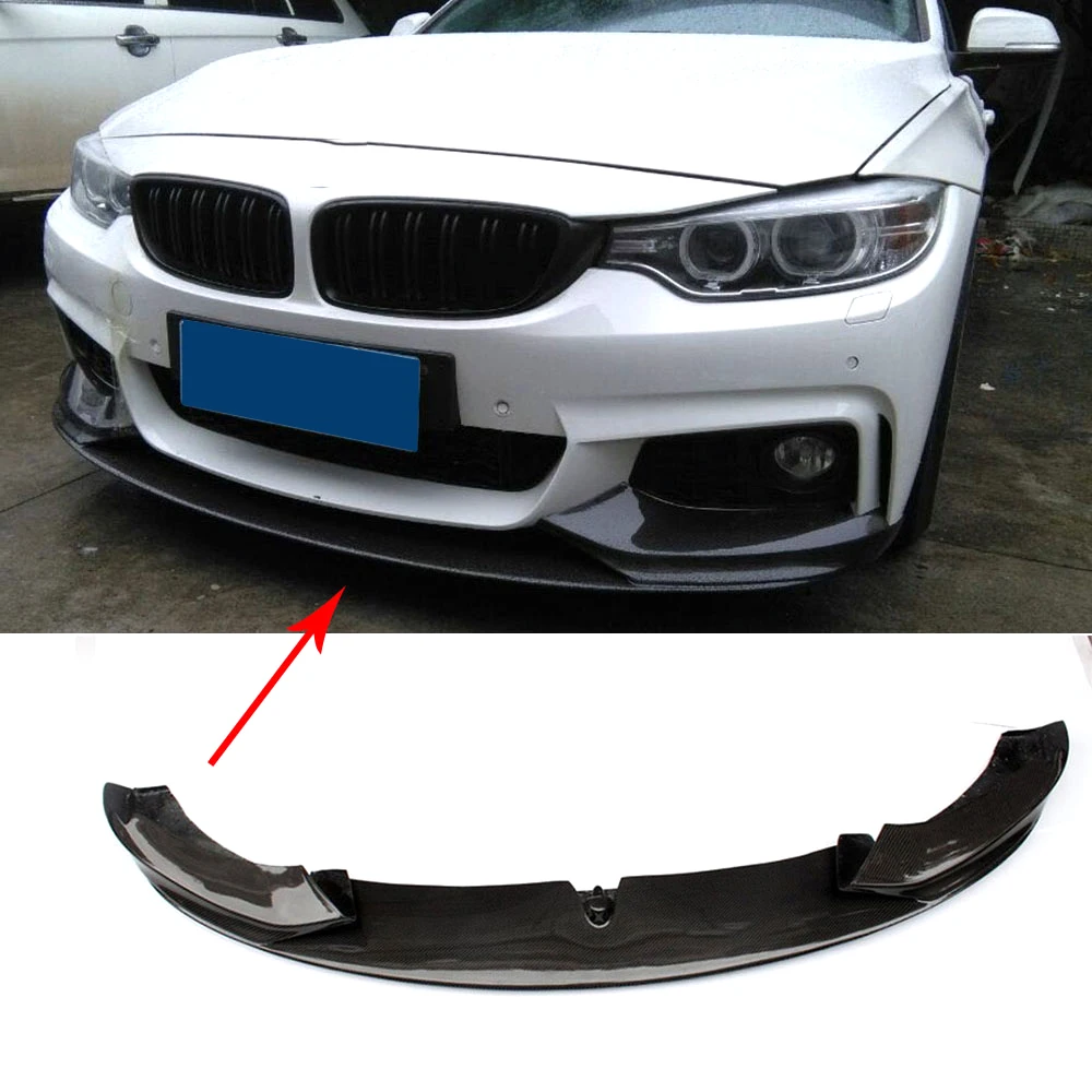 

3PCS Glossy Black Front Bumper Lip Spoiler Splitters for BMW 4 Series F32 F36 M Sport 2014 UP Carbon Fiber
