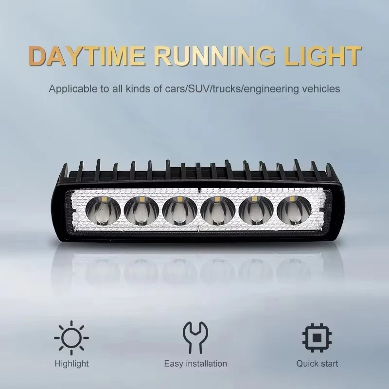 6 LED Luce da lavoro per auto Faretto ad alta luminosità Universale fuoristrada Automobile Camion Guida Fari fendinebbia Lampada di guida DRL 12V - immagine 5