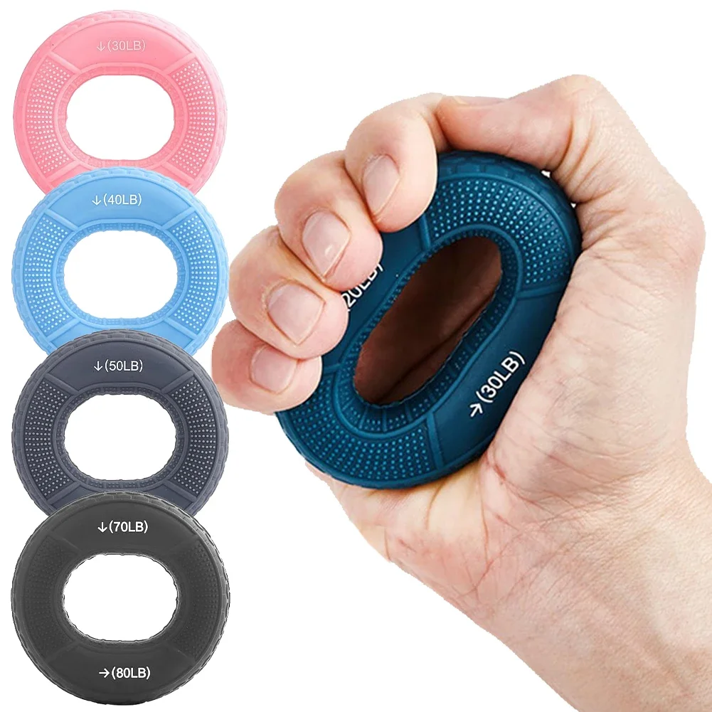 1pC Hand Grip Strengthener Ring Adjustable Silicone Muscle Exerciser Rings Portable Working Out Equipment for Hand Strengthening
