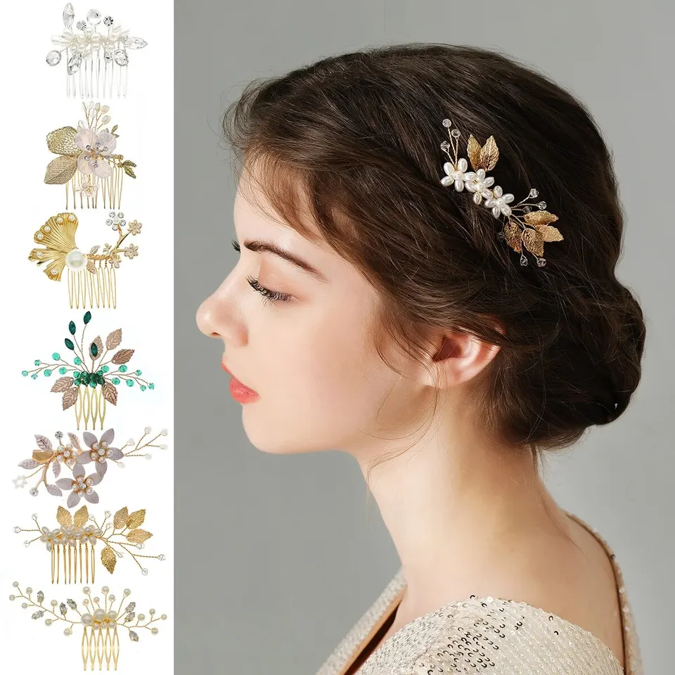 Pettine Da Sposa In Cristallo E Strass - Accessorio Per Capelli Regolabile - Colore Argento
