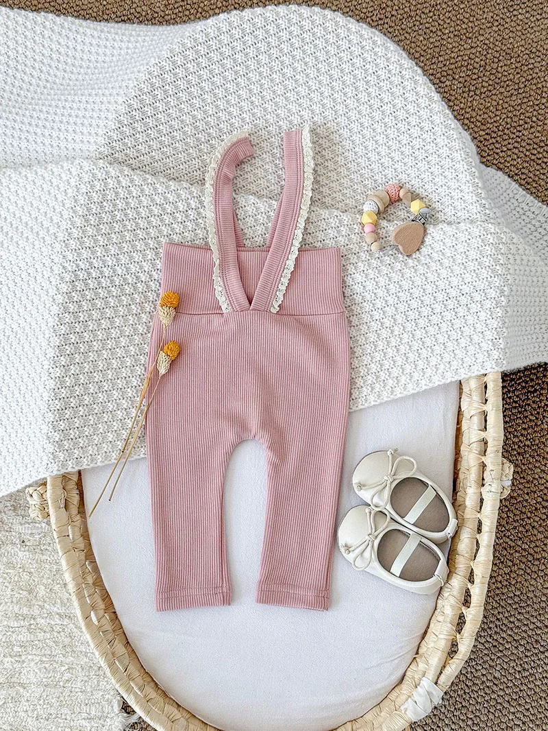 Soft Cotton Baby Girls High Waisted Trousers