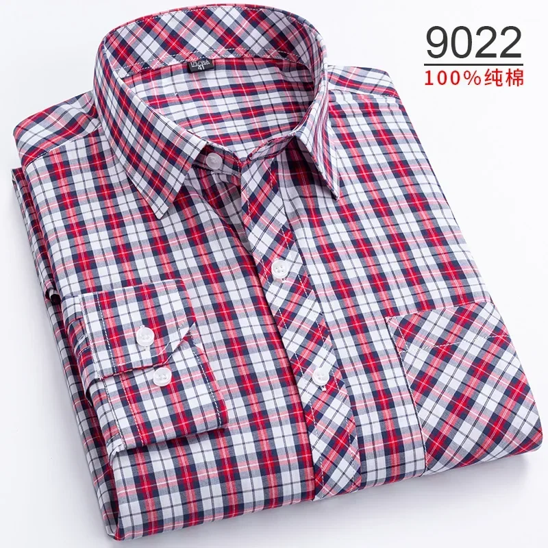 Description Picture 6 of itemPlus Size S-8XL Men's Plaid Shirt Long Sleeve 100% Cotton Casual Slim Buttons Business Social Dress Shirts Blouse Men Clothing