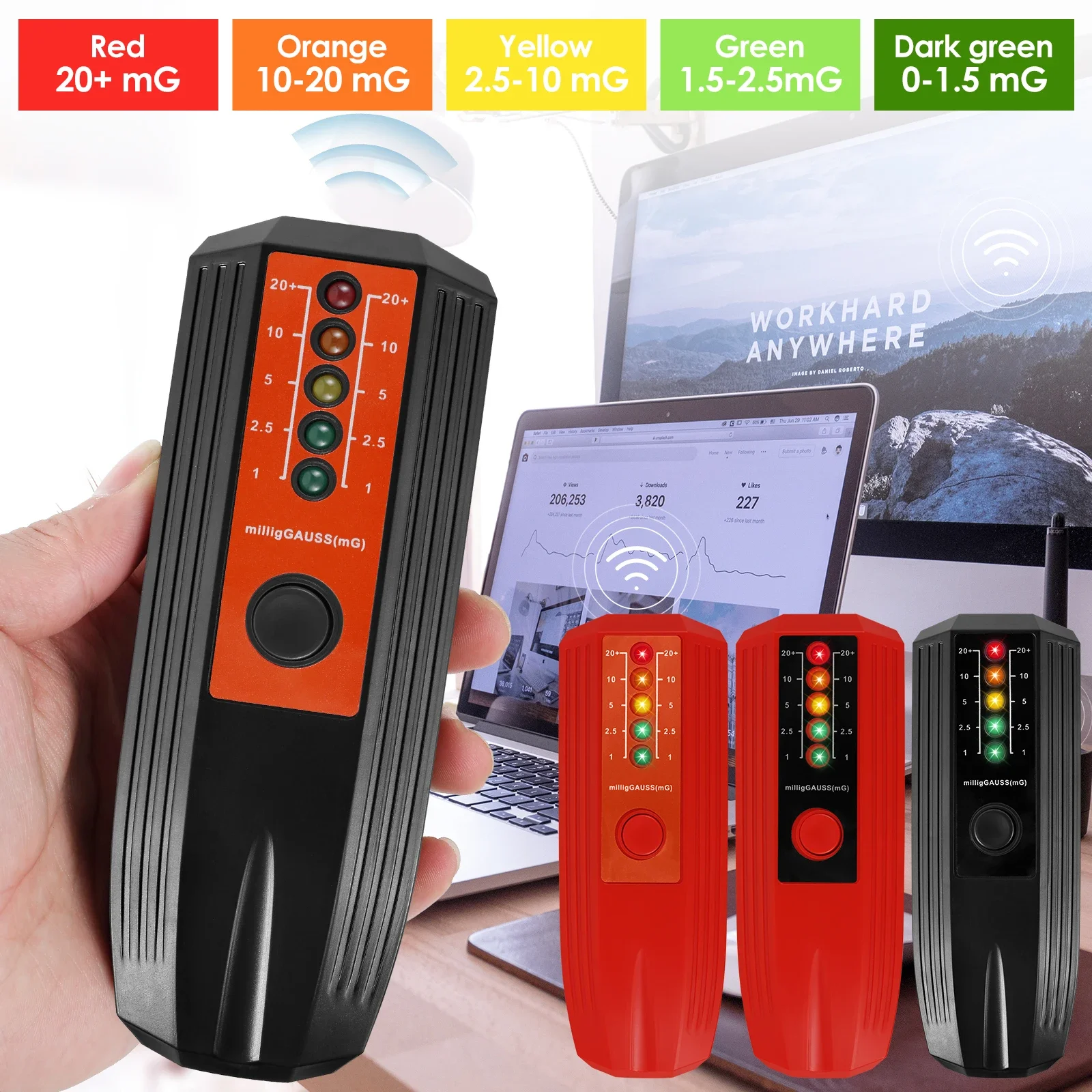 Electromagnetic Radiation Detector EMF Reader LED Light Electromagnetic Radiation Tester Battery Powered Electric EMF Detector